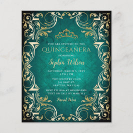 Lámina Invitación a Quinceañera del Oro Verde Presupuesta