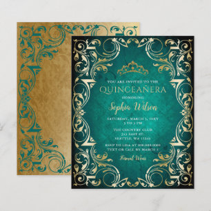 Lámina Invitación a Quinceañera del Oro Verde Presupuesta