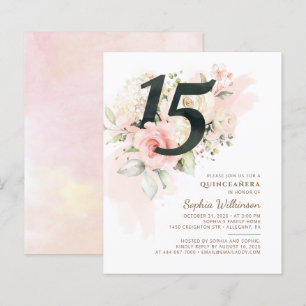 Lámina Invitación a Quinceanera Floral con fecha de nacim