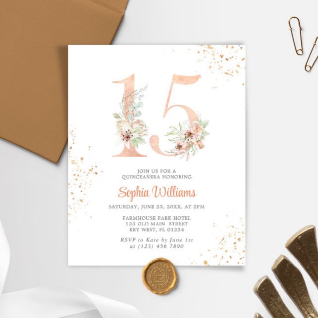 Lámina Invitación a Quinceanera floral de Lilies Gentle B (Subido por el creador)