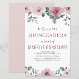 Lámina Invitación a Quinceañera Floral Rosa de Dusty Pres