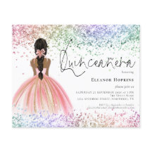 Invitación a Quinceanera Oscura Purpurina Multicol