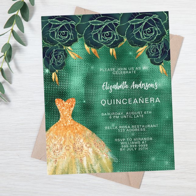 Lámina Invitación a Quinceanera para el vestido de oro ve (Subido por el creador)