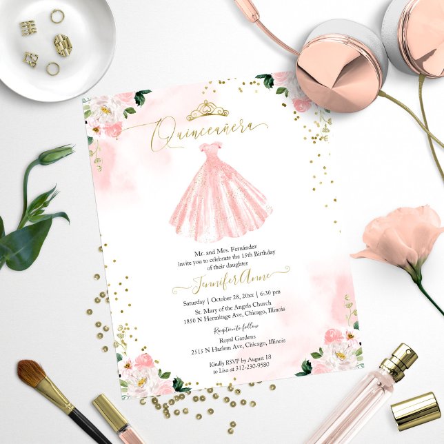 Lámina Invitación a Quinceanera Presupuestaria Rubor Flor (Subido por el creador)
