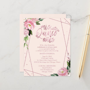 Lámina Invitación a Quinceanera Presupuestaria Rubor Rosa