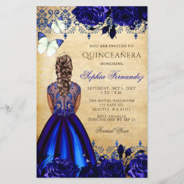 Lámina Invitación a Quinceañera Princesa Azul Presupuesta