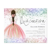 Invitación a Quinceanera Purpurina Gown Multicolor