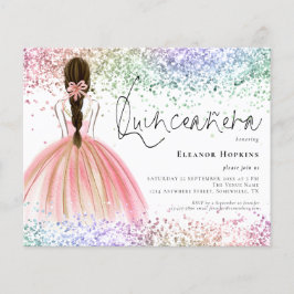 Lámina Invitación a Quinceanera Purpurina Gown Multicolor