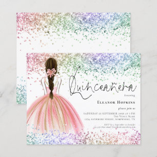 Lámina Invitación a Quinceanera Purpurina Gown Multicolor