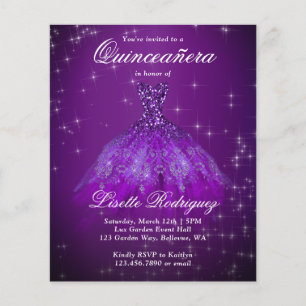Lámina Invitación a Quinceanera Royal Purple de Presupues