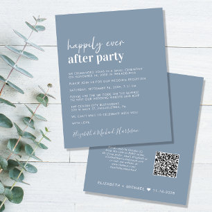 Lámina Invitación a recepción de boda azul turbia con cód