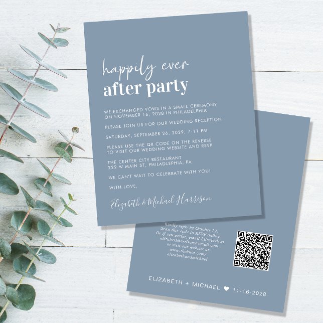 Lámina Invitación a recepción de boda azul turbia con cód (Subido por el creador)