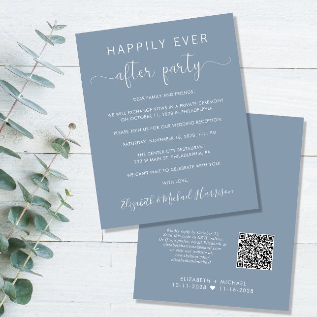 Lámina Invitación a recepción de boda azul turbia con cód (Subido por el creador)