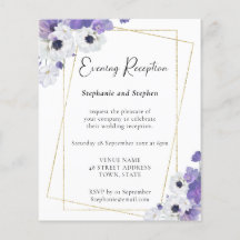 Invitación a recepción de boda púrpura geométrica