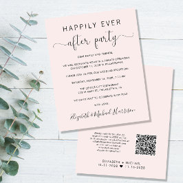 Lámina Invitación a recepción de boda rosa con código QR