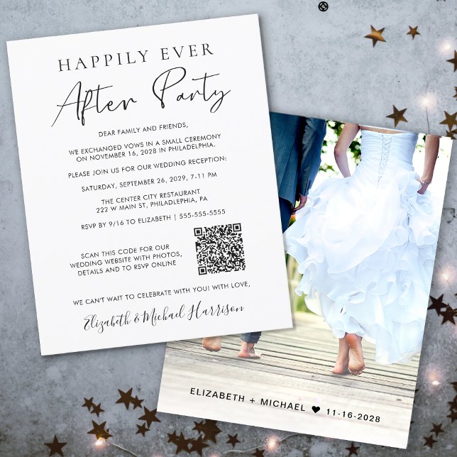 Lámina Invitación a recepción de matrimonio con código QR (Your love story deserves a grand celebration!)