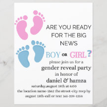 invitación a revelar género, a él o a ella, pies