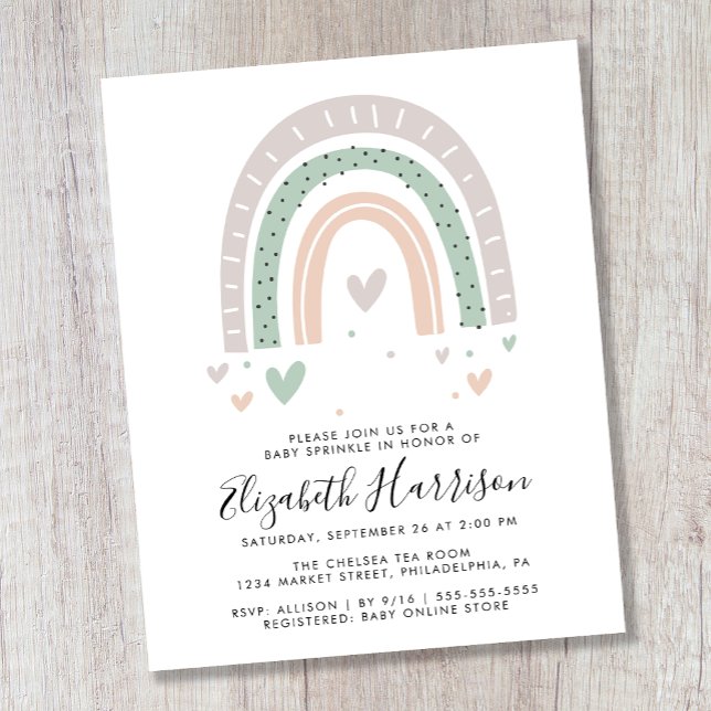 Lámina Invitación a rociar bebé arco iris de Boho de pres (Subido por el creador)