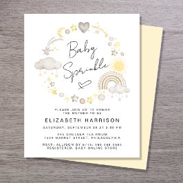 Lámina Invitación a rociar bebé de color de agua del Boho