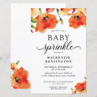 Invitación a rociar bebé de verano con amapola