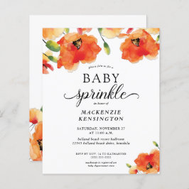 Lámina Invitación a rociar bebé de verano con amapola