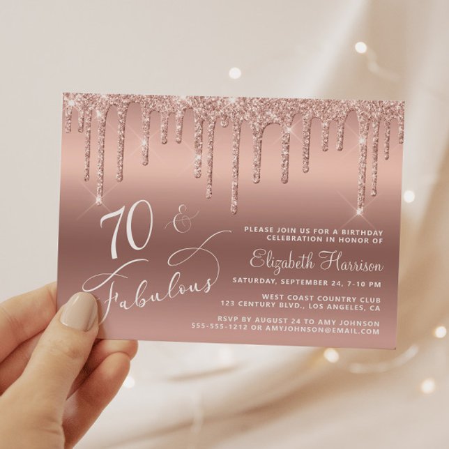 Lámina Invitación a Rosa de oro del Purpurina de cumpleañ (Subido por el creador)