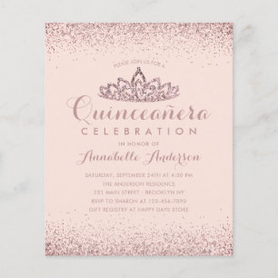 Lámina Invitación a Rosa de presupuesto Rubor Quinceañera