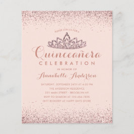 Lámina Invitación a Rosa de presupuesto Rubor Quinceañera