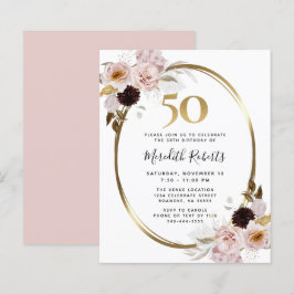 Lámina Invitación a Rosas de cumpleaños número 50 y Fiest