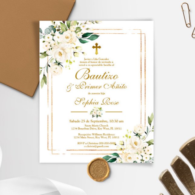 Lámina Invitación a Rosas para Bautizo y Primer Añito (Subido por el creador)