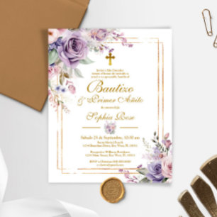Lámina Invitación a Rosas para Bautizo y Primer Añito