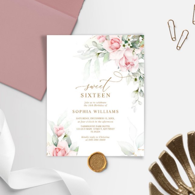 Lámina Invitación a Rubor y Eucalyptus Sweet 16 (Subido por el creador)
