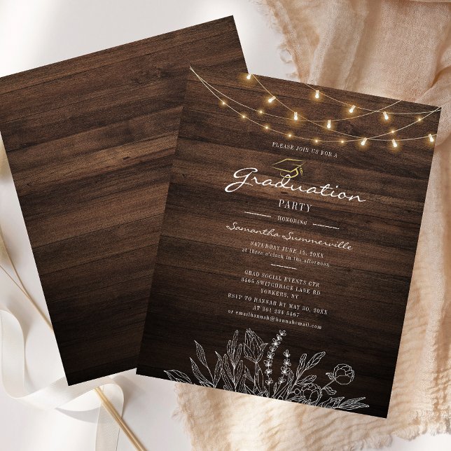 Lámina Invitación a Rustic Graduation Party 2025 (Rustic Graduation Party 2025 Invitation)