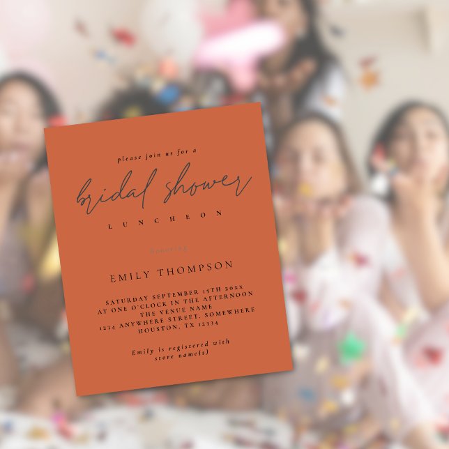 Lámina Invitación a terraza para ducha de novia con guión (Budget price smaller 4.5 x 5.6" invite)