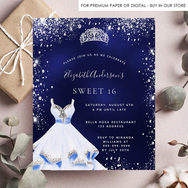 Lámina Invitación a tiara de Budget Sweet 16 vestido azul (Subido por el creador)