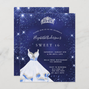 Lámina Invitación a tiara de vestido azul marino Sweet 16