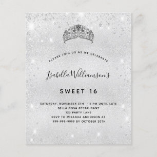 Lámina Invitación a tiara, purpurina de plata dulce 16