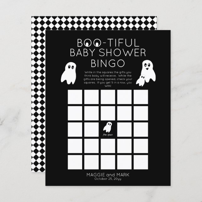 Lámina Invitación a un bingo de Baby Shower de Ghosts Hal (Anverso / Reverso)