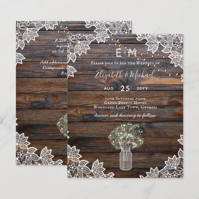 Lámina Invitación a un BODA de WOODLAND Gypsophila (Anverso / Reverso)