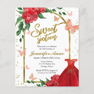 Lámina Invitación a un presupuesto rojo dulce de 16 marip