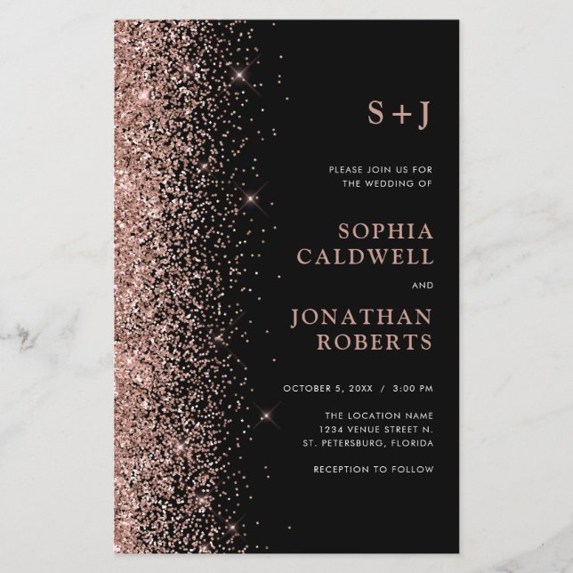 Lámina Invitación a un Purpurina de la boda negra (Anverso)