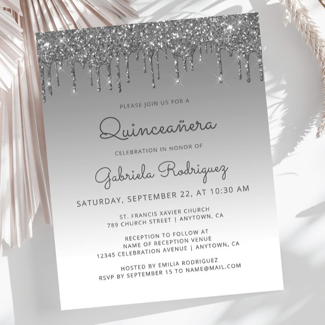 Lámina Invitación a un Purpurina de Plata Quinceañera de  (Subido por el creador)