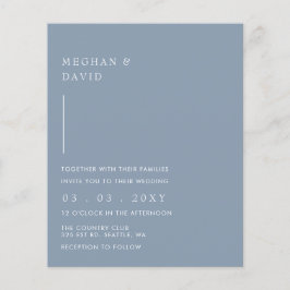 Lámina Invitación a una boda azul turbia y simple con pre