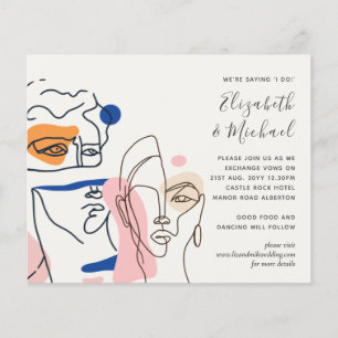 Lámina Invitación a una boda de coral azul abstracta mode
