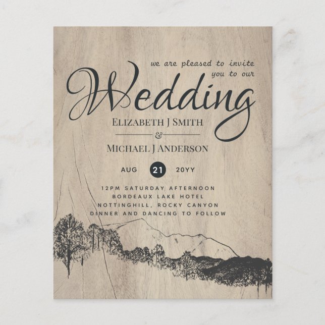 Lámina Invitación a una boda de montaña rusa de bajo pres (Anverso)