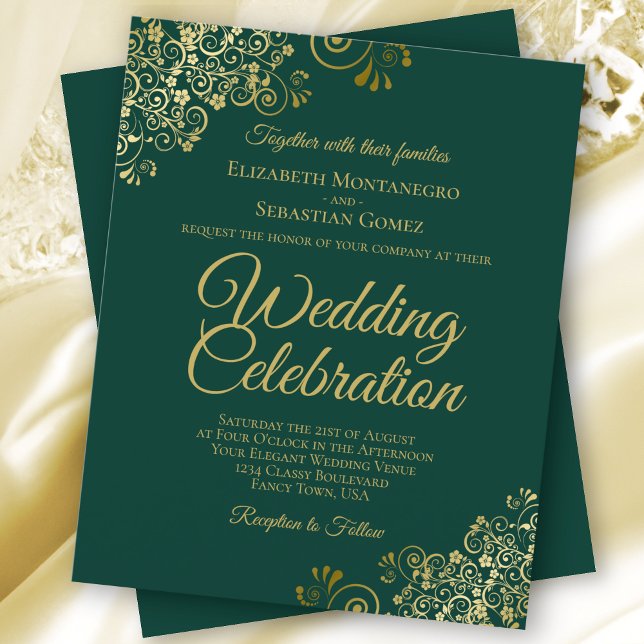 Lámina Invitación a una boda de oro y verde esmeralda (Subido por el creador)