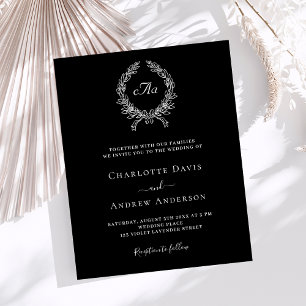 Lámina Invitación a una boda en monograma de la guerra bl