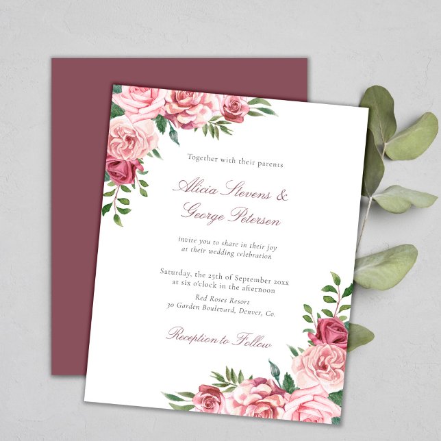 Lámina Invitación a una boda floral borgoñona (Subido por el creador)