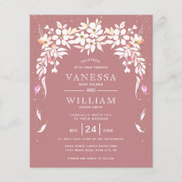 Lámina Invitación a una boda floral con rosa y polvorient