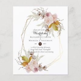 Lámina Invitación a una boda floral rosada en Rubor rusa